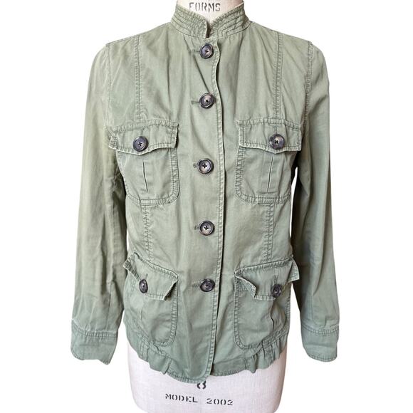 Banana Republic Utility Olive Green Military Style Jacket Cotton Size Medium - Picture 1 of 6
